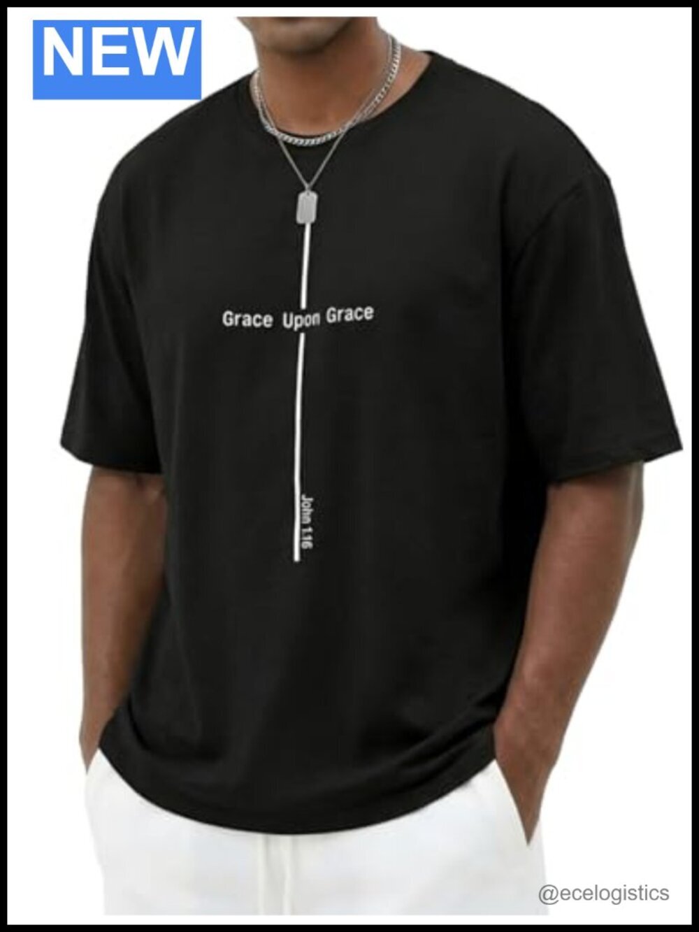 Men's Faith Cross Print Oversized Graphic Tee Christian Bible Verse T-Shirt